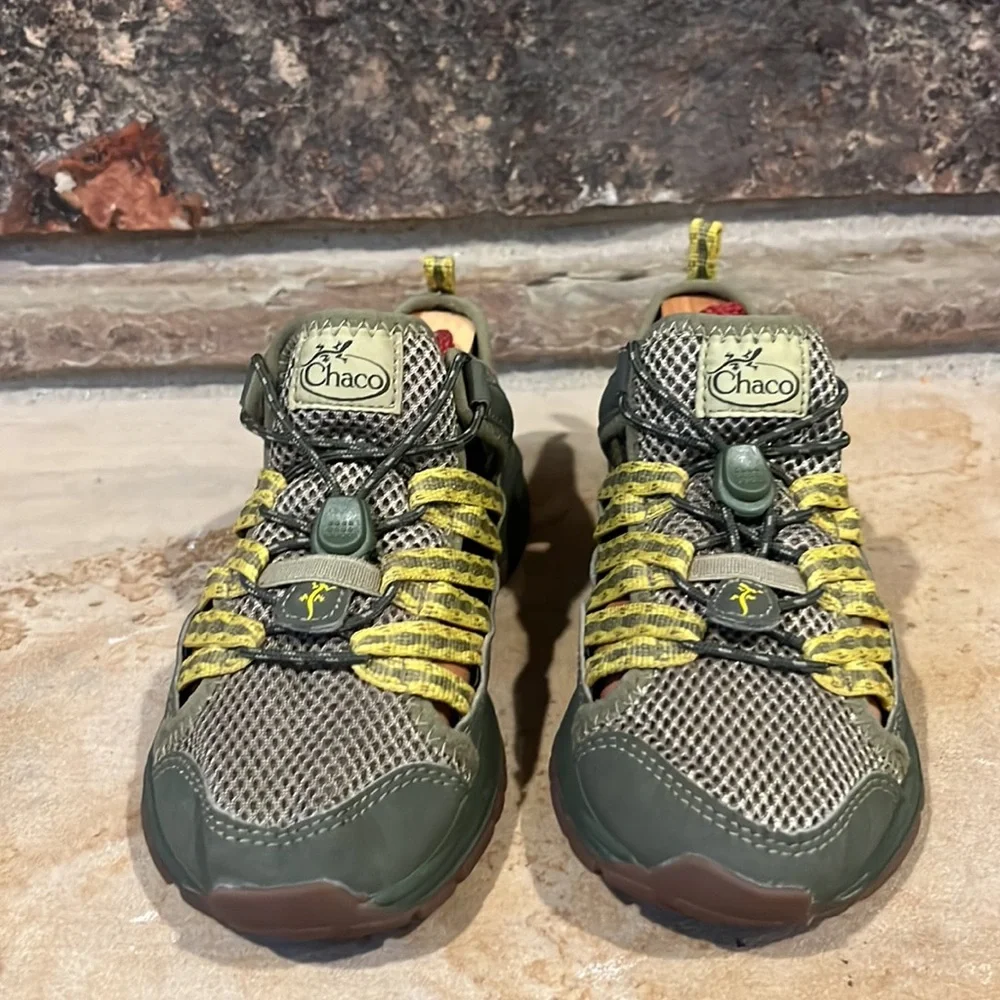 Chaco Outcross 2 Avocado Green and Yellow Outdoor Sandals